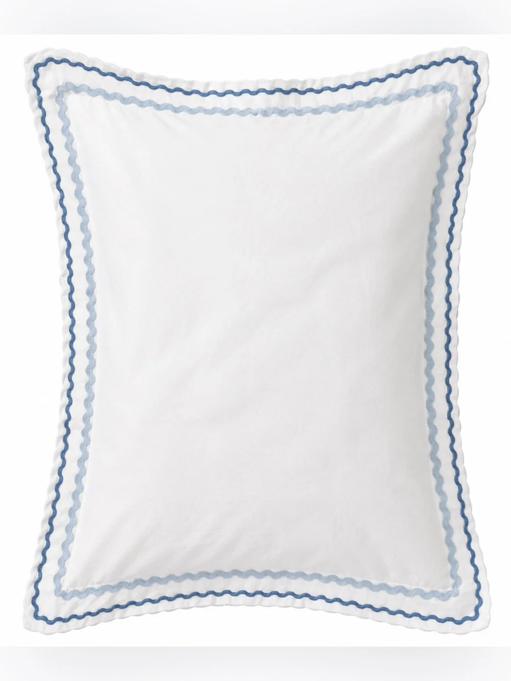Pottery Barn Kids White Sham with Light Blue and Navy Rickrack